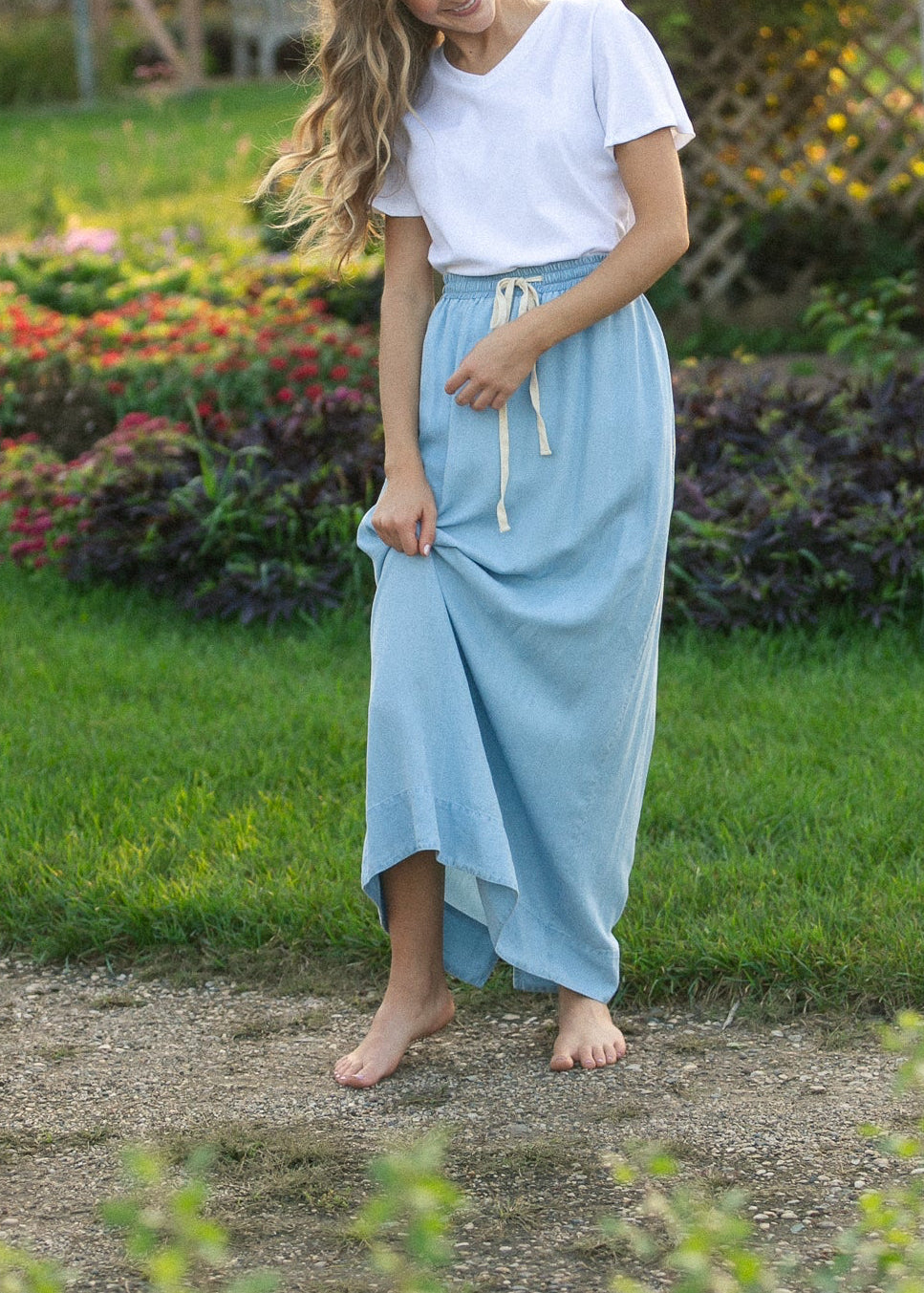Cleo Chambray Tie Maxi Skirt