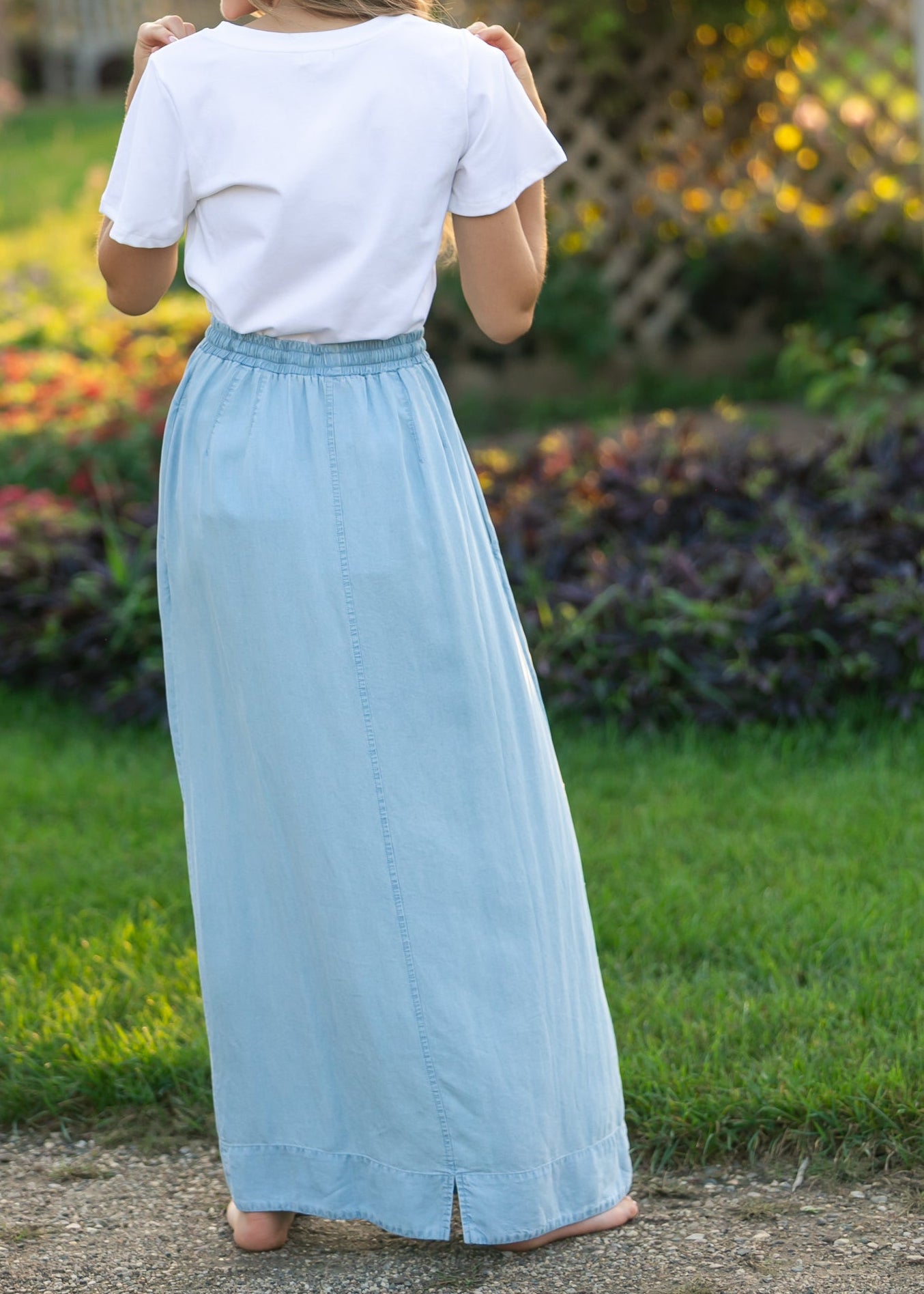 Cleo Chambray Tie Maxi Skirt