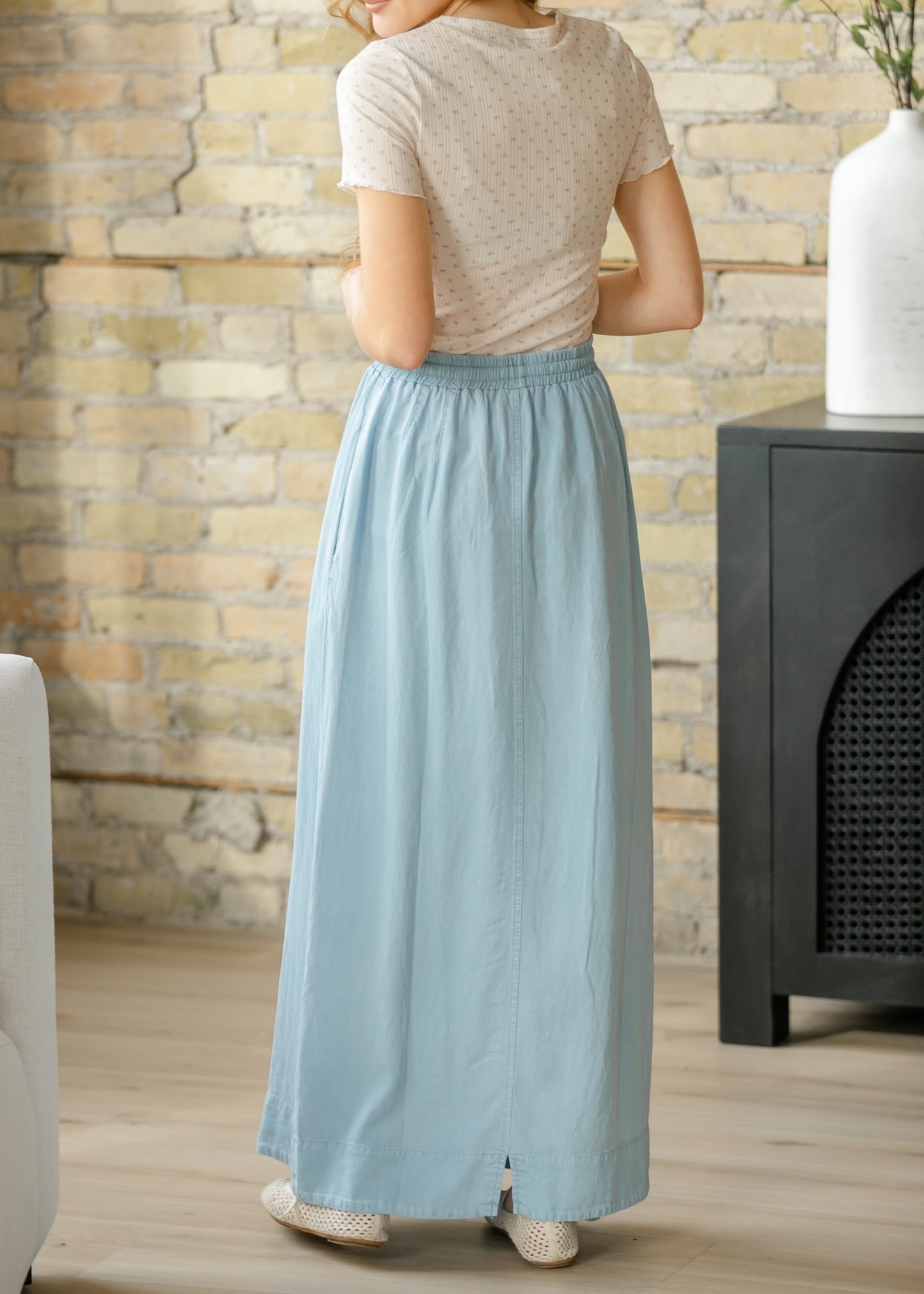 Cleo Chambray Tie Maxi Skirt