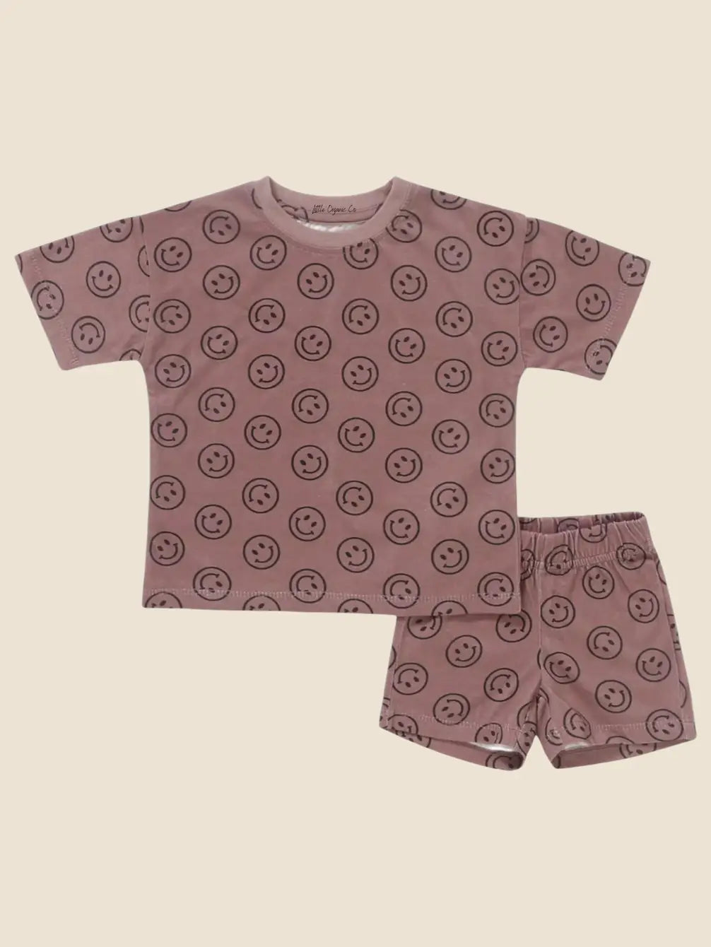 Wayne Emoji/Smiley face Short Sleeve Baby Lounge set