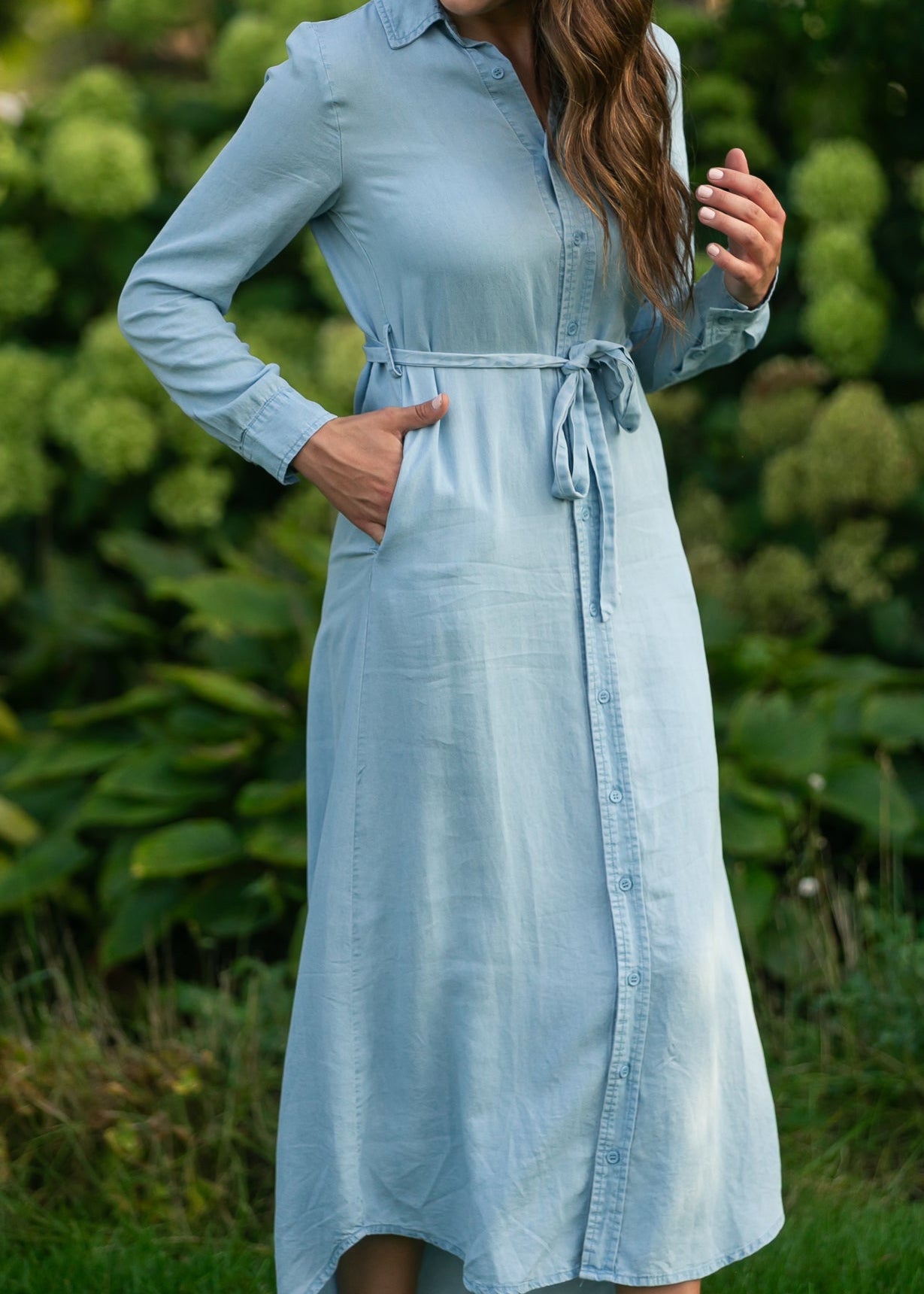 Hazel Chambray Long Sleeve Dress