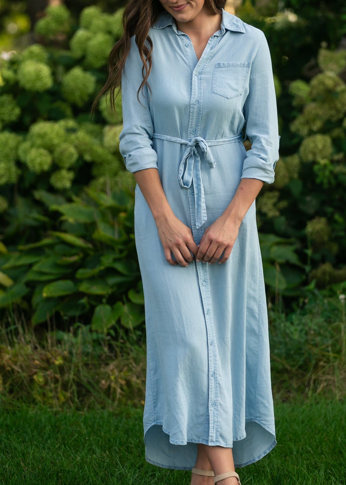 Hazel Chambray Long Sleeve Dress