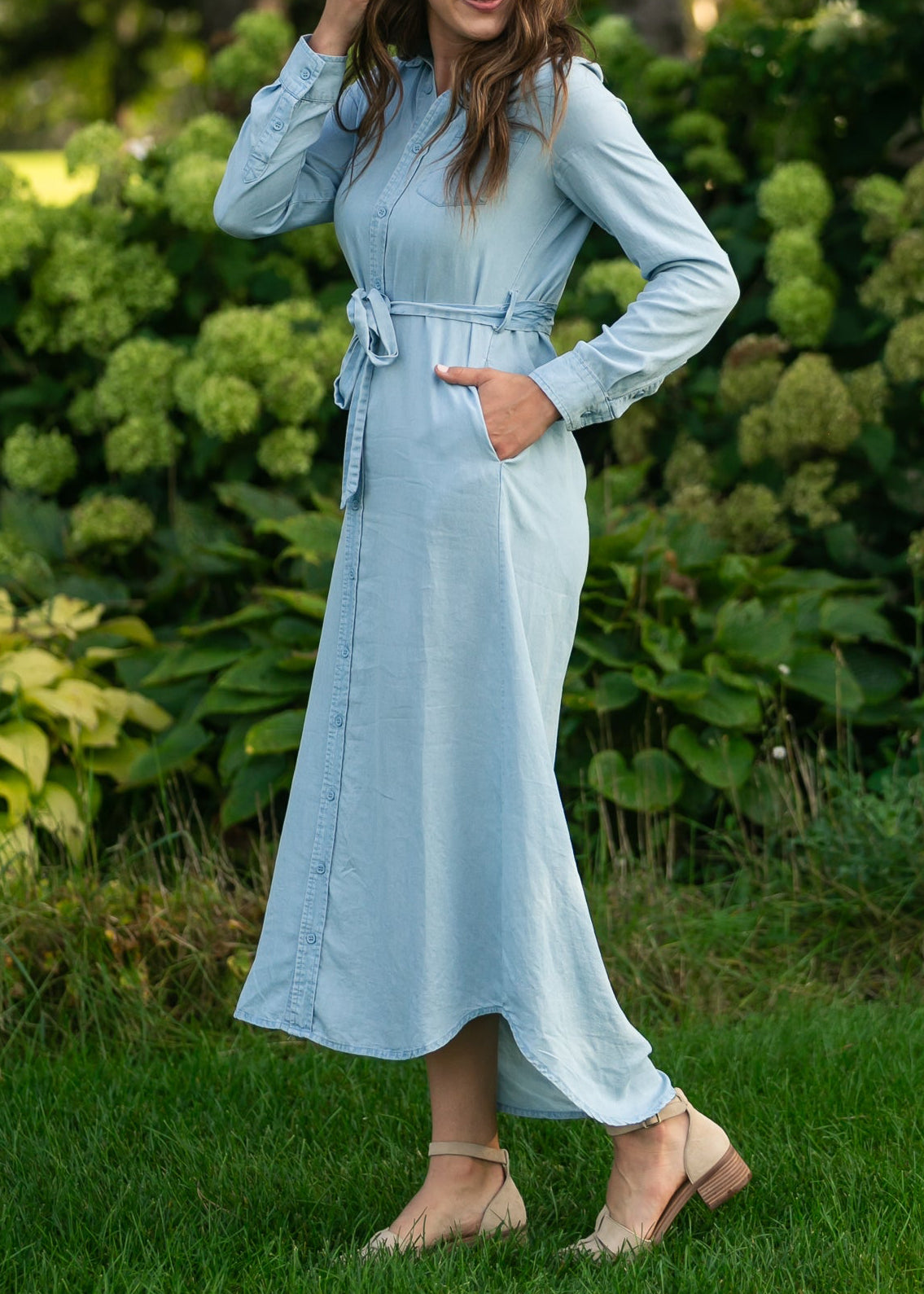 Hazel Chambray Long Sleeve Dress