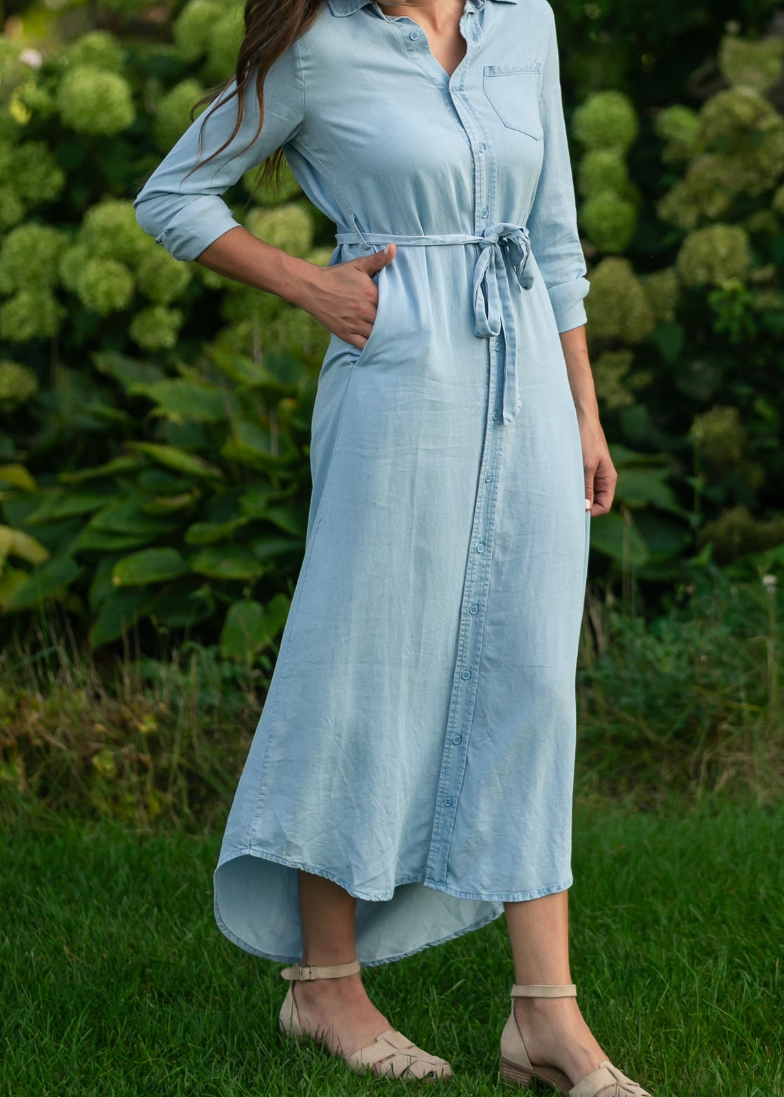 Hazel Chambray Long Sleeve Dress