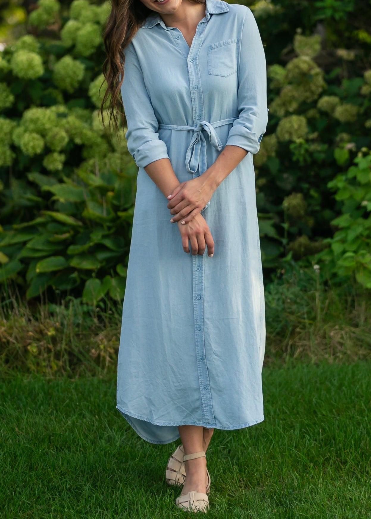 Hazel Chambray Long Sleeve Dress