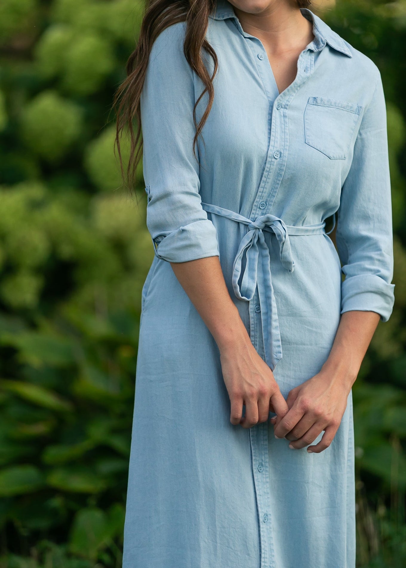 Hazel Chambray Long Sleeve Dress