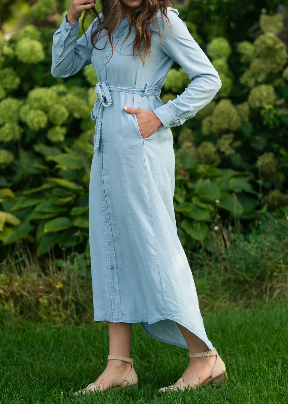 Hazel Chambray Long Sleeve Dress
