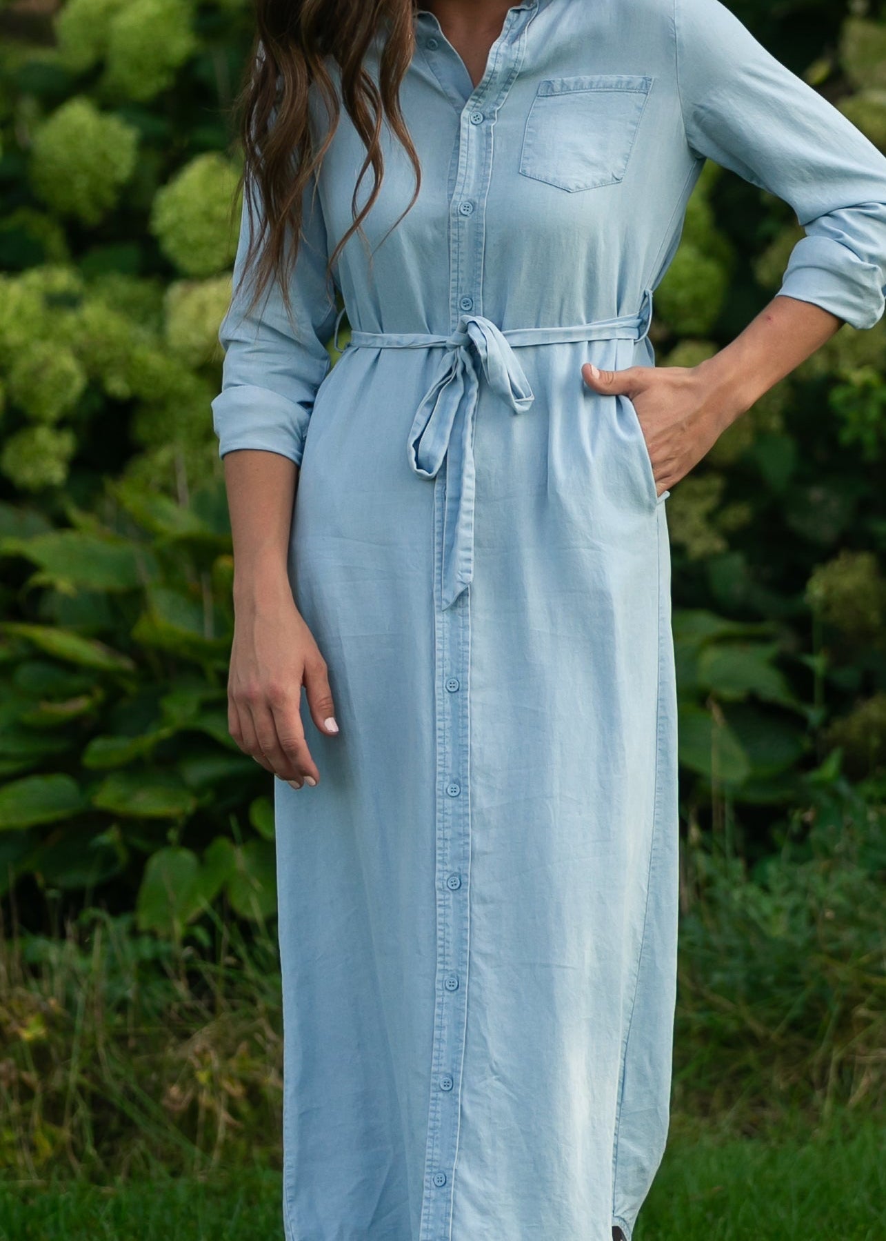 Hazel Chambray Long Sleeve Dress
