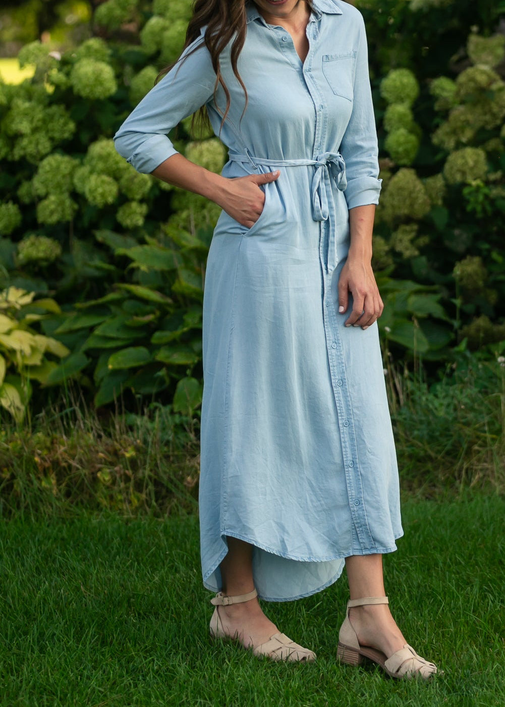 Hazel Chambray Long Sleeve Dress