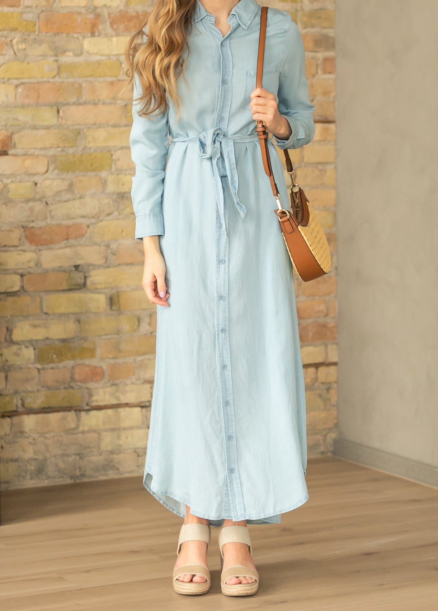 Hazel Chambray Long Sleeve Dress