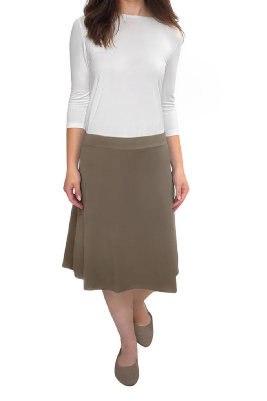 Cynthia Classic A-Line Knee Length Cotton Stretch Skirt - Modest Everyday Comfort