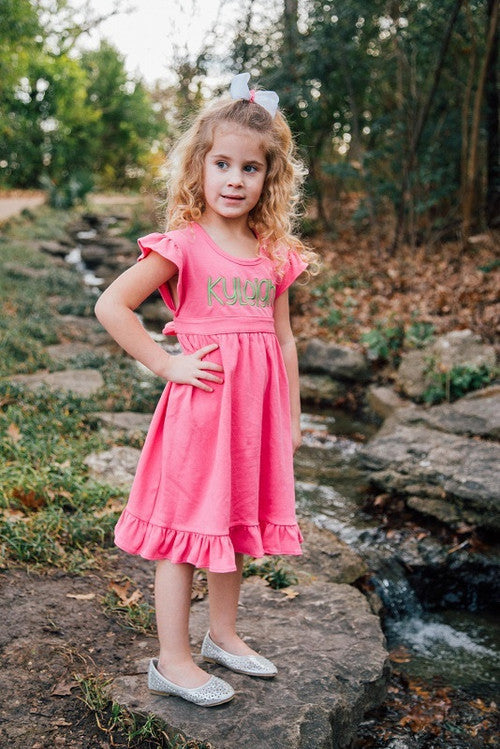 Lyla Girls Ruffled Dress with Tie